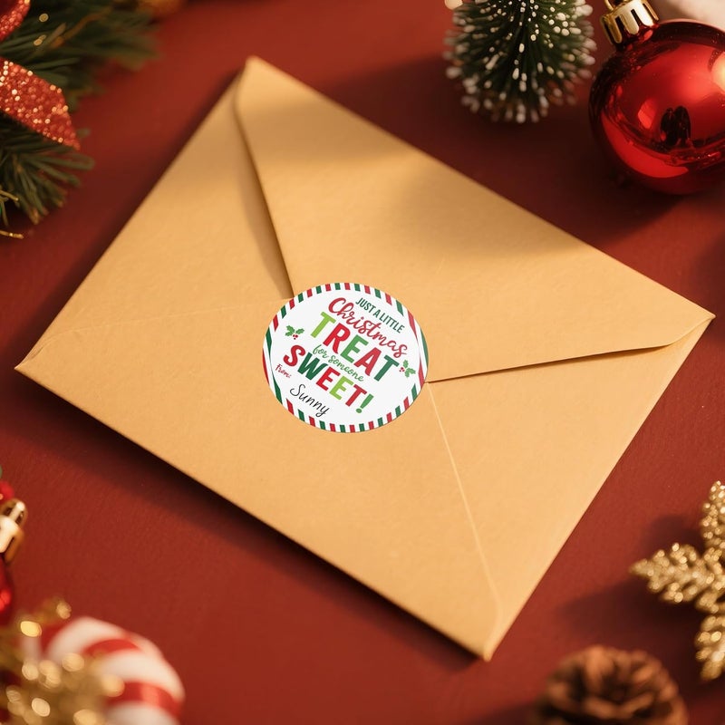 Alynta Christmas Gift Tags Stickers - 2 Inch Holiday Stickers 120Pcs Large Round Christmas Card Sticker Labels Xmas Sticker for Envelope Seals Card Ornament (Red and Green) - Image 4